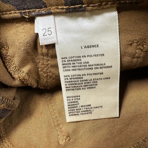 L'AGENCE NWT Margot High Rise Skinny Cropped Jeans Leopard Print Size 25 - Picture 7 of 11